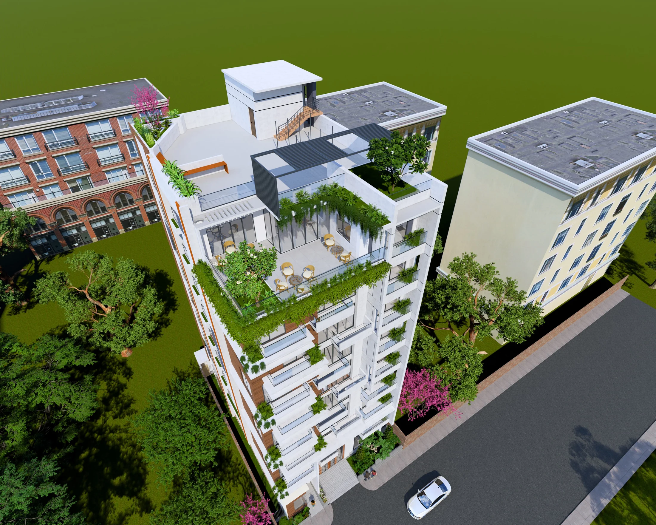 High-angle view of Aster Apartment